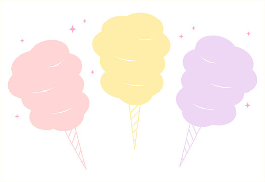 cute colorful cartoon sweet cotton candy set vector illustration

