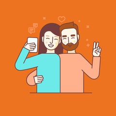 Vector illustration in flat linear style - internet or video blo