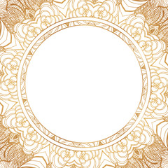 Round floral border frame silhouettes. Can be used for decoration and design photo frame, menu, card, scrapbook, album. Vector Illustration.