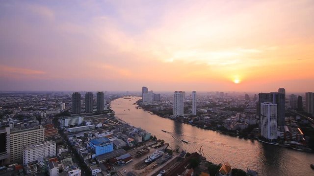 Bangkok City at evening time, Hotel and resident area in the capital of Thailand