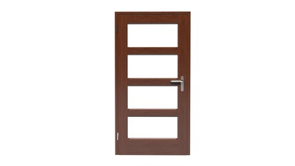 Door with windows, home entrance isolated on white background