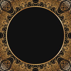 Round floral border frame silhouettes. Can be used for decoration and design photo frame, menu, card, scrapbook, album. Vector Illustration.