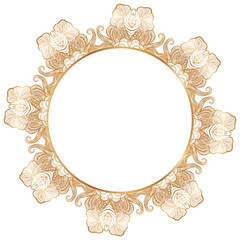 Round floral border frame silhouettes. Can be used for decoration and design photo frame, menu, card, scrapbook, album. Vector Illustration.