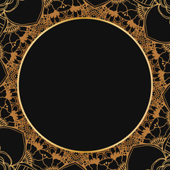 Round floral border frame silhouettes. Can be used for decoration and design photo frame, menu, card, scrapbook, album. Vector Illustration.