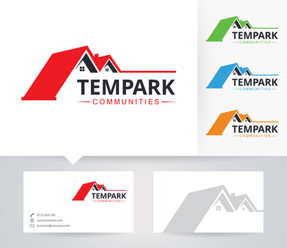 Tempark Homes vector logo with alternative colors and business card template