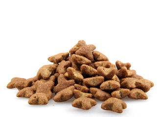 Pet food on a white background.