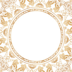 Round floral border frame silhouettes. Can be used for decoration and design photo frame, menu, card, scrapbook, album. Vector Illustration.
