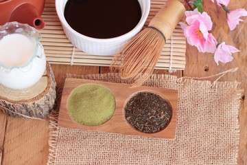 Matcha green tea and powder ,Japanese tea.