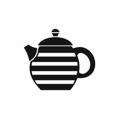 Striped teapot icon in simple style isolated vector illustration