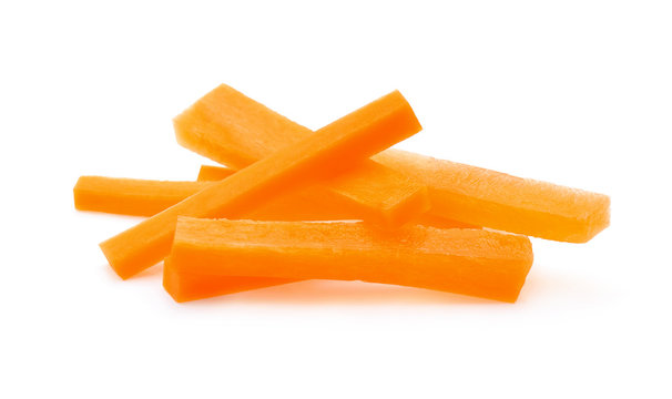 Carrot sticks isolated on white background.