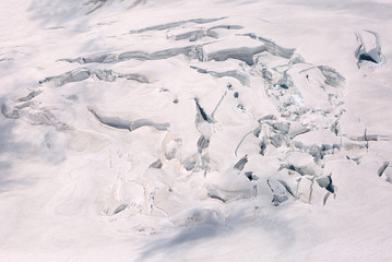 Fototapeta na wymiar Deep fissure in aletsch glacier , Jungfrau region