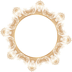 Round floral border frame silhouettes. Can be used for decoration and design photo frame, menu, card, scrapbook, album. Vector Illustration.