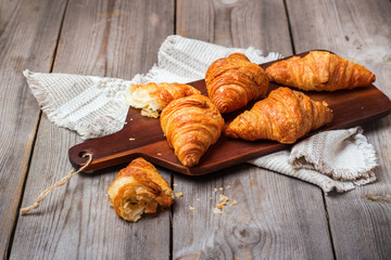 Fresh croissants on a table