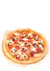 Pizza, hand-drawn illustration.