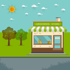 Vector illustration of groceries store