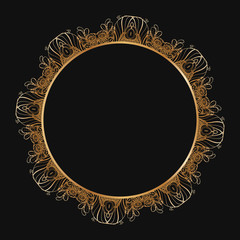 Round floral border frame silhouettes. Can be used for decoration and design photo frame, menu, card, scrapbook, album. Vector Illustration.