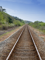 Fototapeta premium Railway track through countryside UK