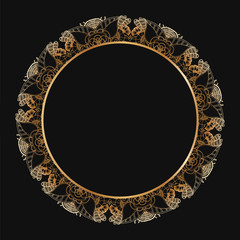 Round floral border frame silhouettes. Can be used for decoration and design photo frame, menu, card, scrapbook, album. Vector Illustration.