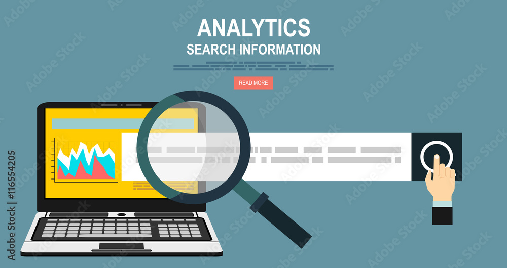 Poster analytics information and development website statistic. concepts for web banners, printed and promo
