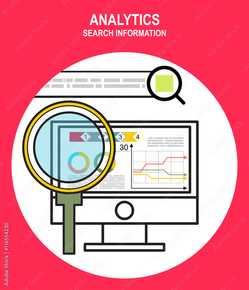 Poster analytics information and development website statistic. concepts for web banners, printed and promo