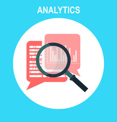 Data analytics vector icon, analyzing information statistic, search optimization, investigation process