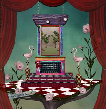 Fototapeta Wonderland stage with different stuff