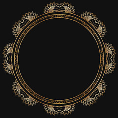 Round floral border frame silhouettes. Can be used for decoration and design photo frame, menu, card, scrapbook, album. Vector Illustration.