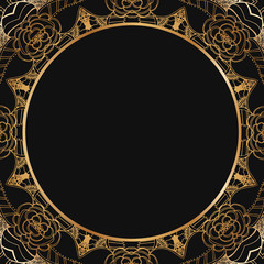 Round floral border frame silhouettes. Can be used for decoration and design photo frame, menu, card, scrapbook, album. Vector Illustration.