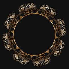 Round floral border frame silhouettes. Can be used for decoration and design photo frame, menu, card, scrapbook, album. Vector Illustration.