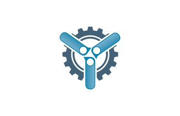 y technology gear vector logo