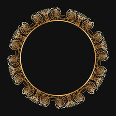 Round floral border frame silhouettes. Can be used for decoration and design photo frame, menu, card, scrapbook, album. Vector Illustration.