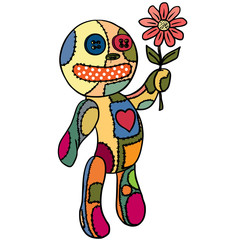 Little doll. It should be with a flower in her hand.