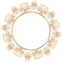 Round floral border frame silhouettes. Can be used for decoration and design photo frame, menu, card, scrapbook, album. Vector Illustration.