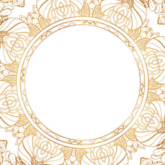 Round floral border frame silhouettes. Can be used for decoration and design photo frame, menu, card, scrapbook, album. Vector Illustration.