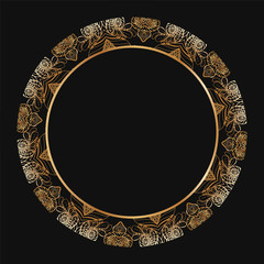 Round floral border frame silhouettes. Can be used for decoration and design photo frame, menu, card, scrapbook, album. Vector Illustration.