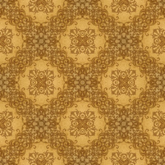 Gold ornament  flower frame vintage in old paperbackground