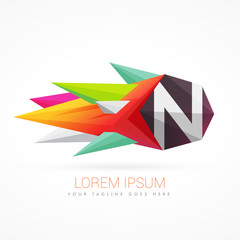colorful abstract logo with letter N