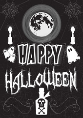 Poster in the style of drawing with chalk on a Halloween theme. Font composition, lettering