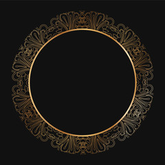 Vector gold floral frame silhouettes.