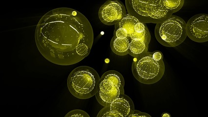 Yellow Glossy Balls in a Glass Bubble And Framed