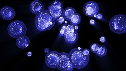 Blue Glossy Balls in a Glass Bubble And Framed