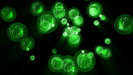 Green Glossy Balls in a Glass Bubble And Framed
