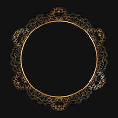 Vector gold floral frame silhouettes.