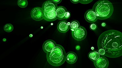Green Glossy Balls in a Glass Bubble And Framed