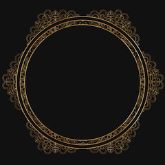 Vector gold floral frame silhouettes.