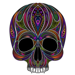 Color vector the human skull. Without the lower jaw. Halloween 2016