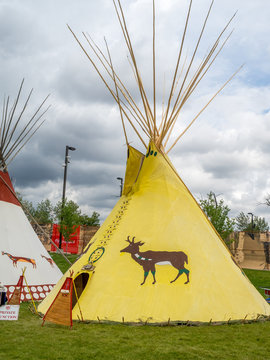 Teepee at the Indian Village on the stampede grounds.