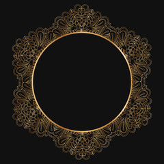 Vector gold floral frame silhouettes.
