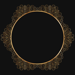 Vector gold floral frame silhouettes.