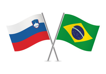 Slovenian and Brazilian flags. Vector illustration.
